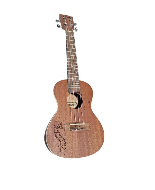 Ukelele Concierto Wingo 23" - Madera Natural con Grabado Artístico